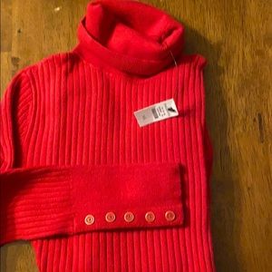 NWT Talbots red ribbed Tneck sweater XS